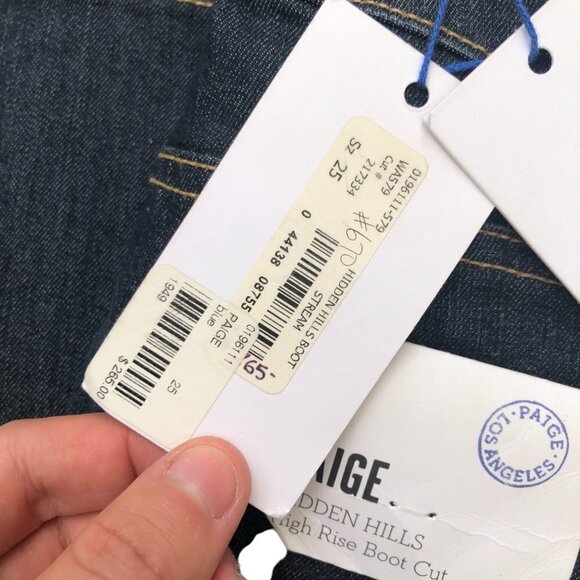 Brand New 265$ RETAIL Paige Hidden Hills Bootcut Jeans Size 25 - Picture 4 of 7